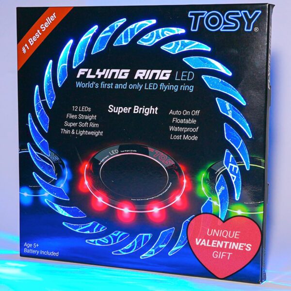 TOSY Flying Ring - 16 Million Color RGB or 12 LEDs, Super Bright, Lost Mode, Auto Light Up, Safe & Soft, Waterproof, Lightweight frisbee, Birthday, Camping Toy, Easter, Valentine Gift for Kid/Boy/Girl