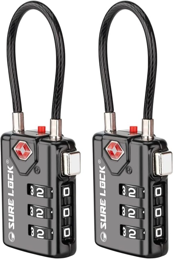 SURE LOCK TSA Compatible Travel Luggage Locks, Inspection Indicator, Easy Read Dials TSA Approved with Zinc Alloy