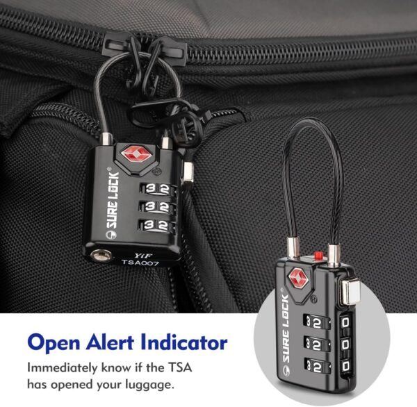 SURE LOCK TSA Compatible Travel Luggage Locks, Inspection Indicator, Easy Read Dials TSA Approved with Zinc Alloy - Image 4