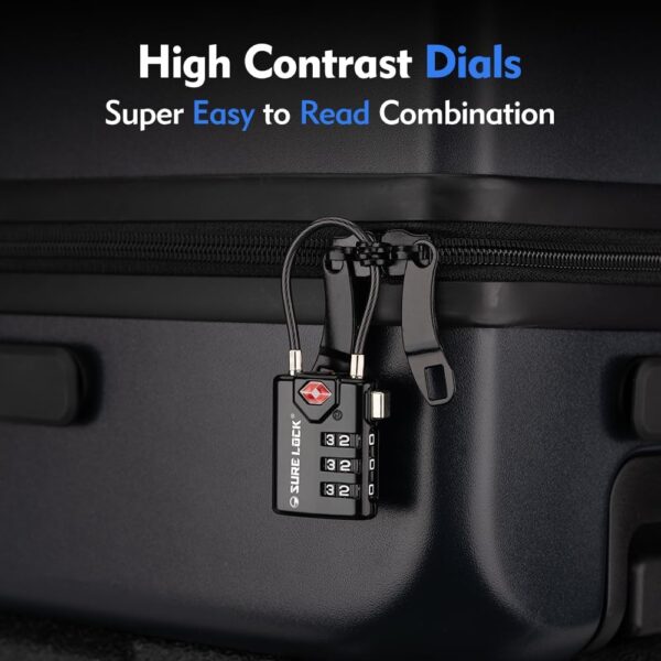 SURE LOCK TSA Compatible Travel Luggage Locks, Inspection Indicator, Easy Read Dials TSA Approved with Zinc Alloy - Image 5