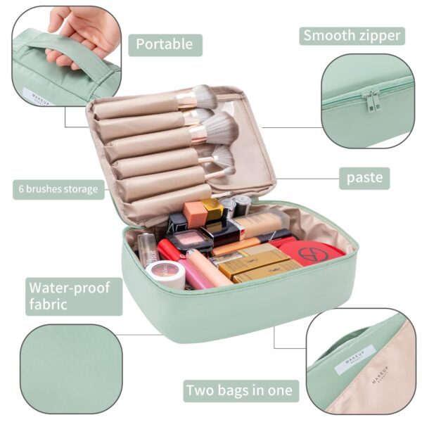Travel Makeup Bag Cosmetic Bag Makeup Bag Toiletry bag for women and men (Green) - Image 4