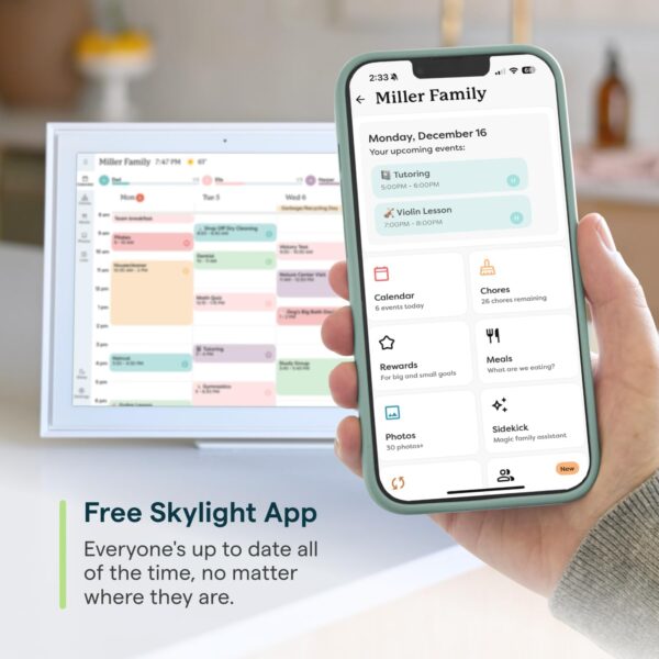 Skylight Calendar: 15 inch Digital Calendar & Chore Chart, Smart Touchscreen Interactive Display for Family Schedules - Wall Mount Included - Image 5