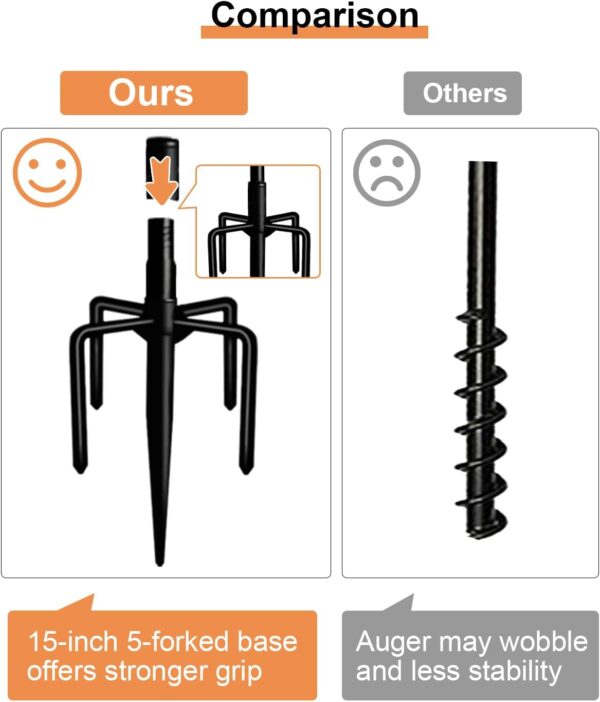 Garbuildman Tetherball Set with Ball & Rope for Outdoor Backyard, Adjustable Tether Ball Pole with Reinforced 5-Prong Base for Playground, Outside Ball Games Sports for Kids & Adults, Black - Image 5