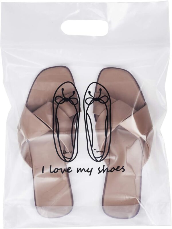 12 pieces of Zipper Heavy duty Clear Plastic Poly Bags Resealable Storage Shoes, Boot, Clothing, Linens, Books, Toys and others, a pleated expandable bottom. (Lady Shoes Bags) - Image 3