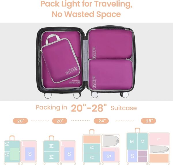 Cambond Compression Packing Cubes for Travel Women - Travel Bags Luggage Organizers Travel Essentials Compression Cubes for Travel Carry on Suitcases - Image 4