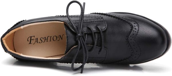 DADAWEN Women's Leather Classic Lace Up Platform Chunky Mid-Heel Square Toe Oxfords Dress Pump Shoes - Image 5