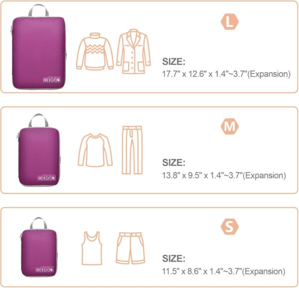 Cambond Compression Packing Cubes for Travel Women - Travel Bags Luggage Organizers Travel Essentials Compression Cubes for Travel Carry on Suitcases - Image 2