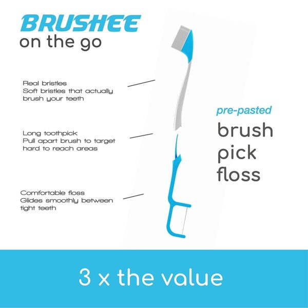 The Evolution of Oral Care | 4-in-1 Tool (Paste + Brush + Floss + Pick) | Individually Wrapped | Disposable | Prepasted Travel Toothbrushes | Small Adult Toothbrush - (24-Pack) - Image 3