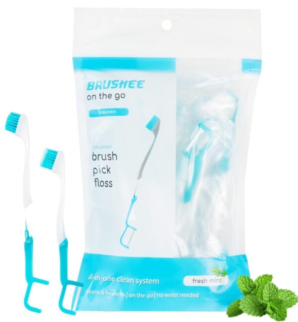 The Evolution of Oral Care | 4-in-1 Tool (Paste + Brush + Floss + Pick) | Individually Wrapped | Disposable | Prepasted Travel Toothbrushes | Small Adult Toothbrush - (24-Pack) - Image 5