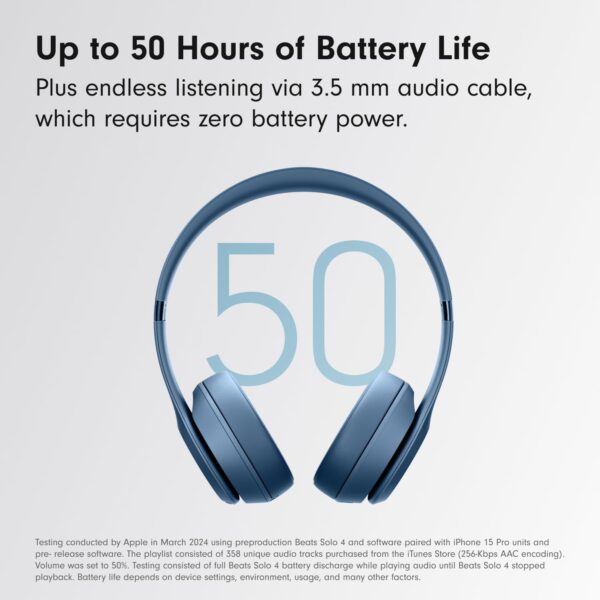 Beats Solo 4 - Wireless Bluetooth On-Ear Headphones, Apple & Android Compatible, Up to 50 Hours of Battery Life - Slate Blue - Image 4