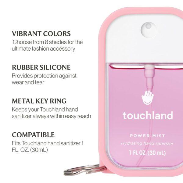 Touchland Hand Sanitizer Mist Case 1FL. OZ., Protective and Stylish Hand Sanitizer Spray Accessory, Silicone Case with Keyring, Bubblegum Pink - Image 5
