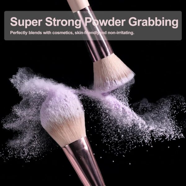 BS-MALL Travel Makeup Brush Set Foundation Powder Concealers Eye Shadows Makeup Set with LED light Mirror 14 Pcs Mini Makeup Brushes (APINK) - Image 3