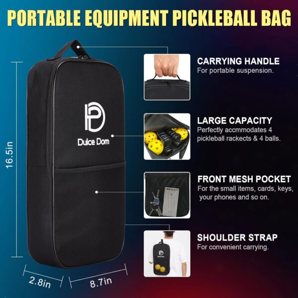 DULCE DOM Pickleball Paddles, USAPA Approved Fiberglass Pickleball Set of 2/4 with Pickleball Paddles, 4 Pickleball Balls and Pickleball Bag, Pickleball Rackets Gifts for Beginners & Pros - Image 6
