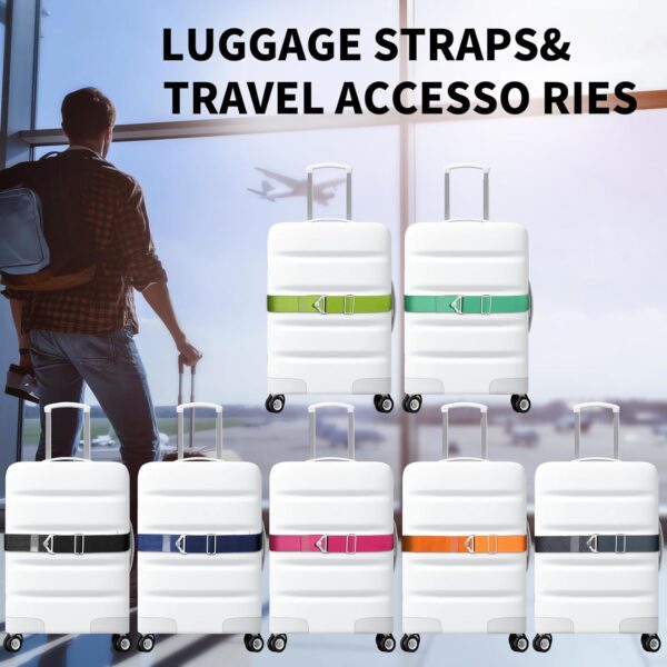 TOOVREN 2-in-1 Travel Belt for Luggage Straps Add a Bag Bungees Suitcase Luggage Strap Over Handle Suitcases Belt for Carry On Bag Adjustable Backpack Attachment Airport Travel Accessories Rose - Image 7