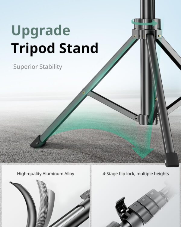 SENSYNE 62" Phone Tripod & Selfie Stick, Extendable Cell Phone Tripod Stand with Wireless Remote and Phone Holder, Compatible with iPhone Android Phone, Camera - Image 3