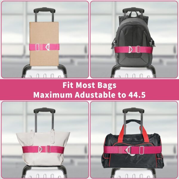 TOOVREN 2-in-1 Travel Belt for Luggage Straps Add a Bag Bungees Suitcase Luggage Strap Over Handle Suitcases Belt for Carry On Bag Adjustable Backpack Attachment Airport Travel Accessories Rose - Image 6