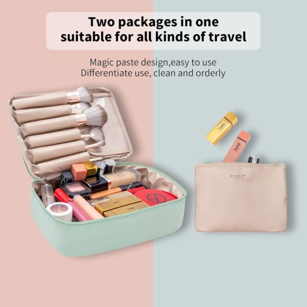 Travel Makeup Bag Cosmetic Bag Makeup Bag Toiletry bag for women and men (Green) - Image 3