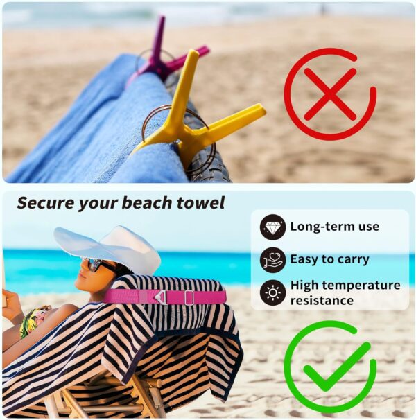 TOOVREN 2-in-1 Travel Belt for Luggage Straps Add a Bag Bungees Suitcase Luggage Strap Over Handle Suitcases Belt for Carry On Bag Adjustable Backpack Attachment Airport Travel Accessories Rose - Image 5