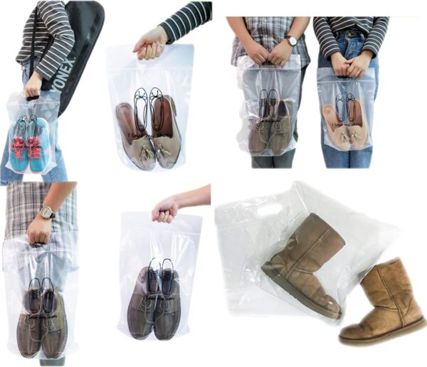 12 pieces of Zipper Heavy duty Clear Plastic Poly Bags Resealable Storage Shoes, Boot, Clothing, Linens, Books, Toys and others, a pleated expandable bottom. (Lady Shoes Bags) - Image 5