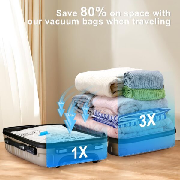 Travel Vacuum Bags with Prtable Electric Pump (Combo 6 Pack),Vacuum Seal Bags for Clothing,Space Saver Vacuum Storage Bags,Vacuum Travel Bags for Luggage,Travel Essentials - Image 5