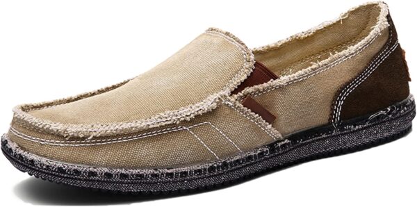CASMAG Men's Casual Cloth Shoes Canvas Slip on Loafers Leisure Vintage Flat Boat Shoes