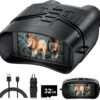 Night Vision Goggles - 4K Night Vision Binoculars with 5000mAh Rechargeable Battery, 32GB TF Card can Save Photo and Video, 3'' HD Screen for Camping & Security, Black
