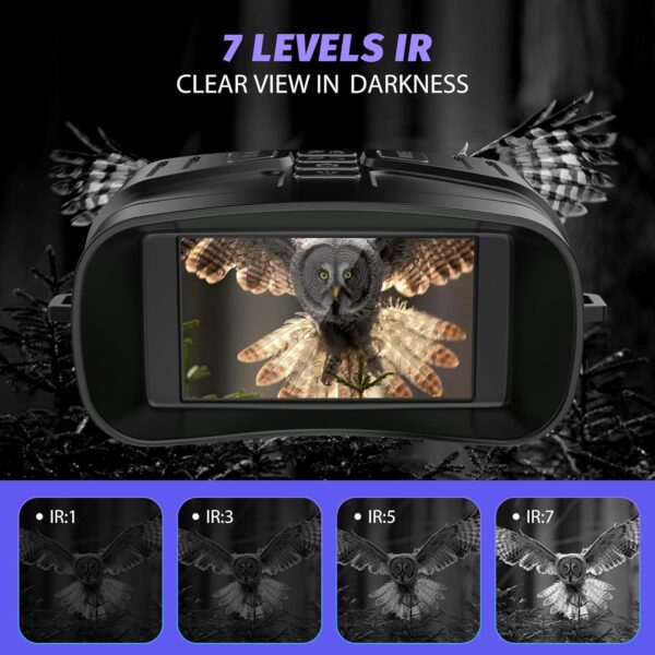 Night Vision Goggles - 4K Night Vision Binoculars with 5000mAh Rechargeable Battery, 32GB TF Card can Save Photo and Video, 3'' HD Screen for Camping & Security, Black - Image 5