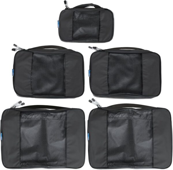 TravelWise Packing Cube System - Durable 5 Piece Weekender Plus Set (Black) - Image 4