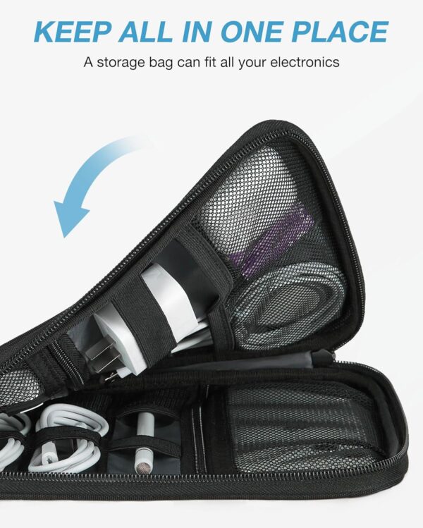 BAGSMART Electronics Organizer Travel Case, Small Cable Organizer Bag for Essentials, Tech Organizer as Accessories, Cord Organizer for Phone, Power Bank, SD Card, Black - Image 6