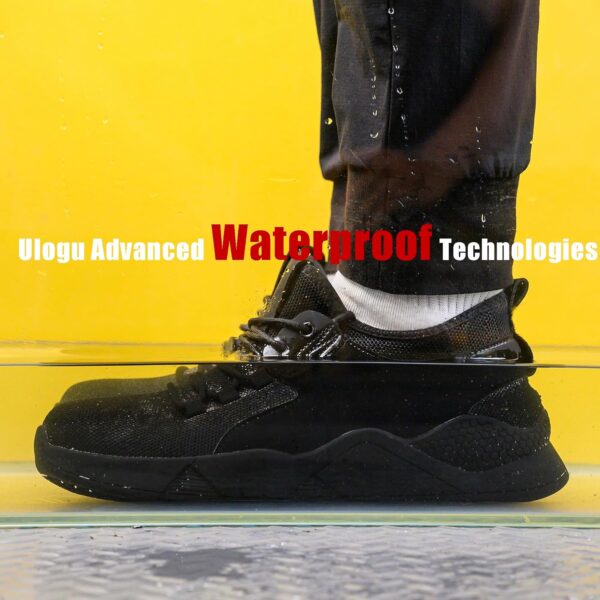 ulogu Waterproof Shoes for Men Women Non Slip Work Sneakers Food Service Water Resistant Slip on Walking Shoes Black - Image 3