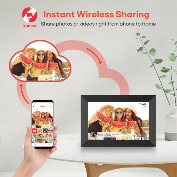 Frameo 10.1 Inch WiFi Digital Picture Frame, 1280x800 HD IPS Touch Screen Photo Frame Electronic, 32GB Memory, Auto-Rotate, Wall Mountable, Share Photos/Videos Instantly via Frameo App from Anywhere - Image 2