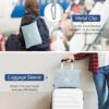 BEDELITE Travel Blanket Airplane Compact with Bag, Portable and Packable 2 in 1 Jacquard Travel Pillow and Blanket Set, Airplane Blanket Travel Essentials with Luggage Sleeve & Backpack Clip, Blue - Image 3