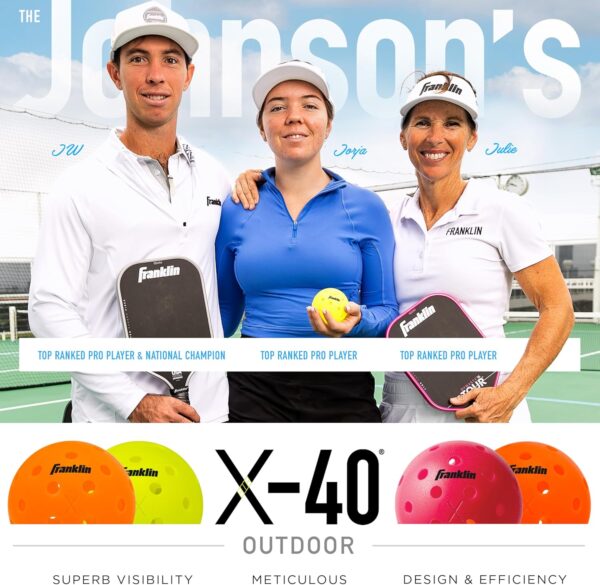 Franklin Sports X-40 Outdoor Pickleballs - Official Ball of USA Pickleball, APP Tour + Pickleball US Open - 3 Packs, 12 Packs, 36 Pickleball Buckets, 50, 100 + 400 Bulk Packs of Regulation Pickleballs - Image 10