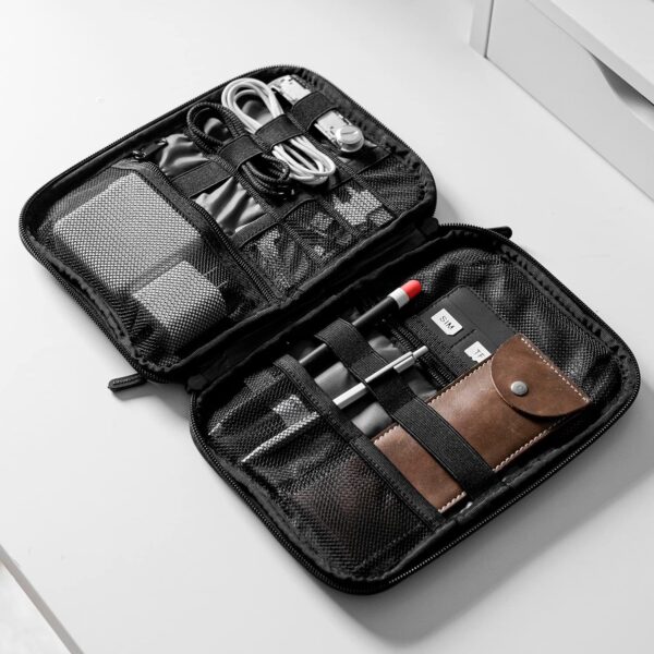 BAGSMART Electronics Organizer Travel Case, Small Cable Organizer Bag for Essentials, Tech Organizer as Accessories, Cord Organizer for Phone, Power Bank, SD Card, Black - Image 7