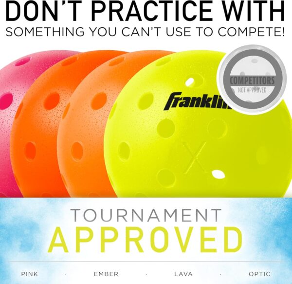 Franklin Sports X-40 Outdoor Pickleballs - Official Ball of USA Pickleball, APP Tour + Pickleball US Open - 3 Packs, 12 Packs, 36 Pickleball Buckets, 50, 100 + 400 Bulk Packs of Regulation Pickleballs - Image 8