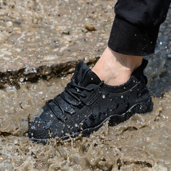 ulogu Waterproof Shoes for Men Women Non Slip Work Sneakers Food Service Water Resistant Slip on Walking Shoes Black - Image 4