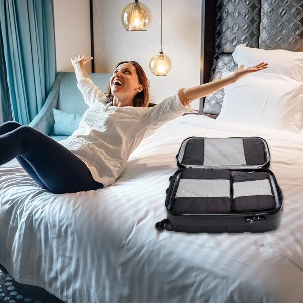 TravelWise Packing Cube System - Durable 5 Piece Weekender Plus Set (Black) - Image 2