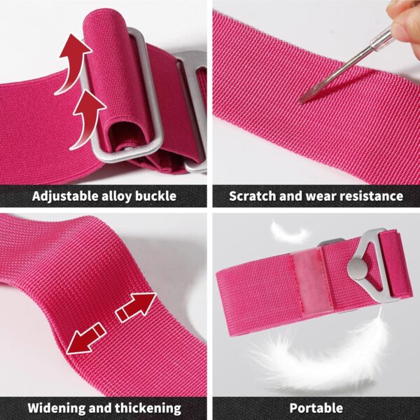 TOOVREN 2-in-1 Travel Belt for Luggage Straps Add a Bag Bungees Suitcase Luggage Strap Over Handle Suitcases Belt for Carry On Bag Adjustable Backpack Attachment Airport Travel Accessories Rose - Image 9