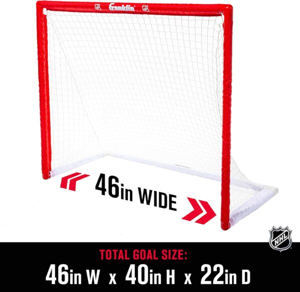 Franklin Sports NHL Youth Street Hockey Set - (2) Kids Junior Hockey Sticks, PVC Goal + Roller Hockey Ball Included - Indoor + Outdoor Net - 46", Red - Image 2