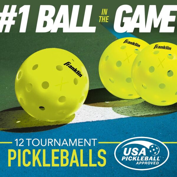 Franklin Sports X-40 Outdoor Pickleballs - Official Ball of USA Pickleball, APP Tour + Pickleball US Open - 3 Packs, 12 Packs, 36 Pickleball Buckets, 50, 100 + 400 Bulk Packs of Regulation Pickleballs - Image 9