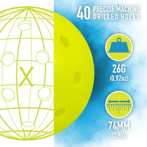 Franklin Sports X-40 Outdoor Pickleballs - Official Ball of USA Pickleball, APP Tour + Pickleball US Open - 3 Packs, 12 Packs, 36 Pickleball Buckets, 50, 100 + 400 Bulk Packs of Regulation Pickleballs - Image 3