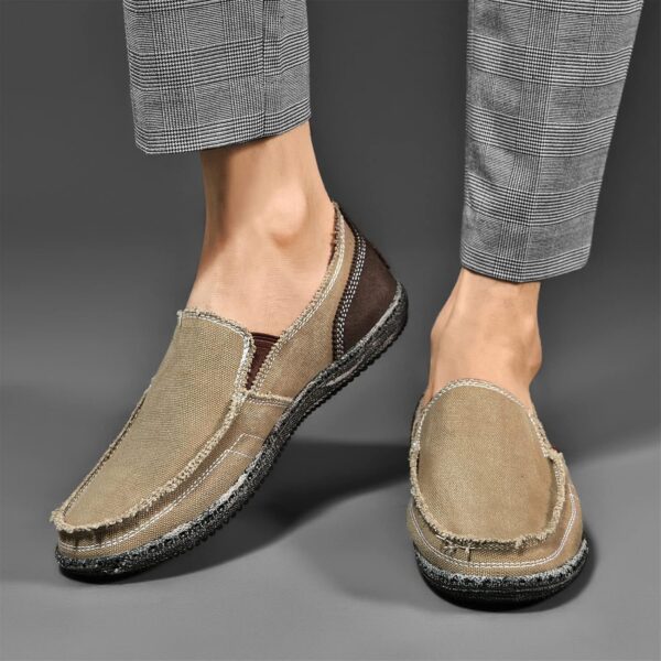 CASMAG Men's Casual Cloth Shoes Canvas Slip on Loafers Leisure Vintage Flat Boat Shoes - Image 6