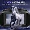 Night Vision Goggles - 4K Night Vision Binoculars with 5000mAh Rechargeable Battery, 32GB TF Card can Save Photo and Video, 3'' HD Screen for Camping & Security, Black - Image 3