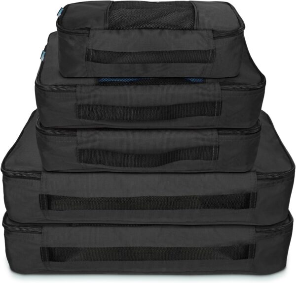 TravelWise Packing Cube System - Durable 5 Piece Weekender Plus Set (Black) - Image 5