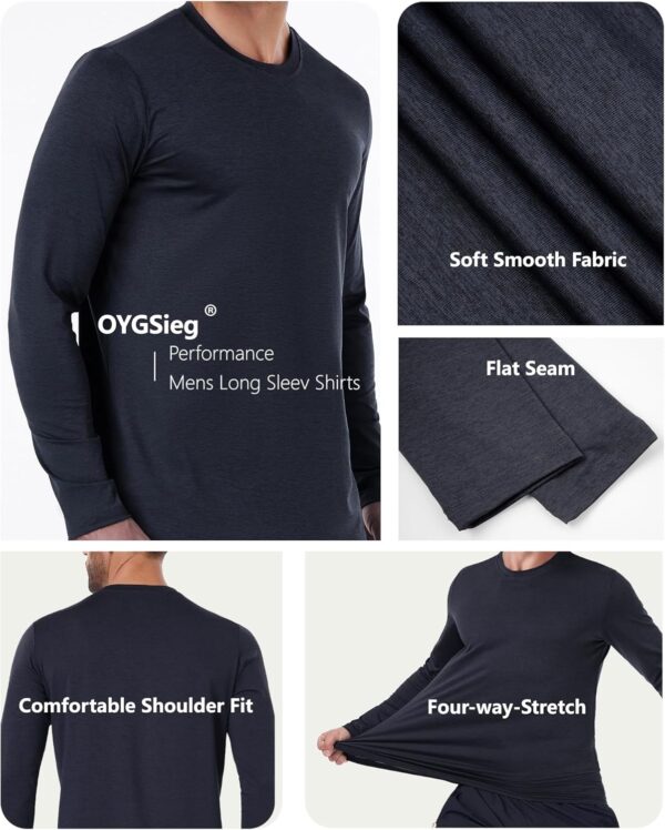 6 Pack Men's Quick Dry Long Sleeve Shirts Moisture Wicking Sun Protection Performance T-Shirt for Casual Workout - Image 4