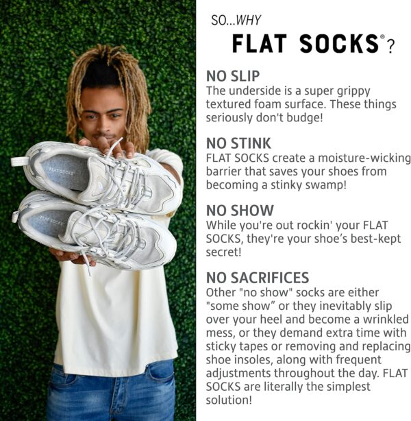 FLAT SOCKS No Show Socks, Sockless Shoe Liner, No Slipping, No Stinking, Washable Barefoot Shoe Insert - Image 3