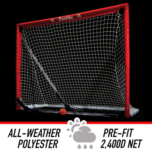 Franklin Sports NHL Youth Street Hockey Set - (2) Kids Junior Hockey Sticks, PVC Goal + Roller Hockey Ball Included - Indoor + Outdoor Net - 46", Red - Image 4